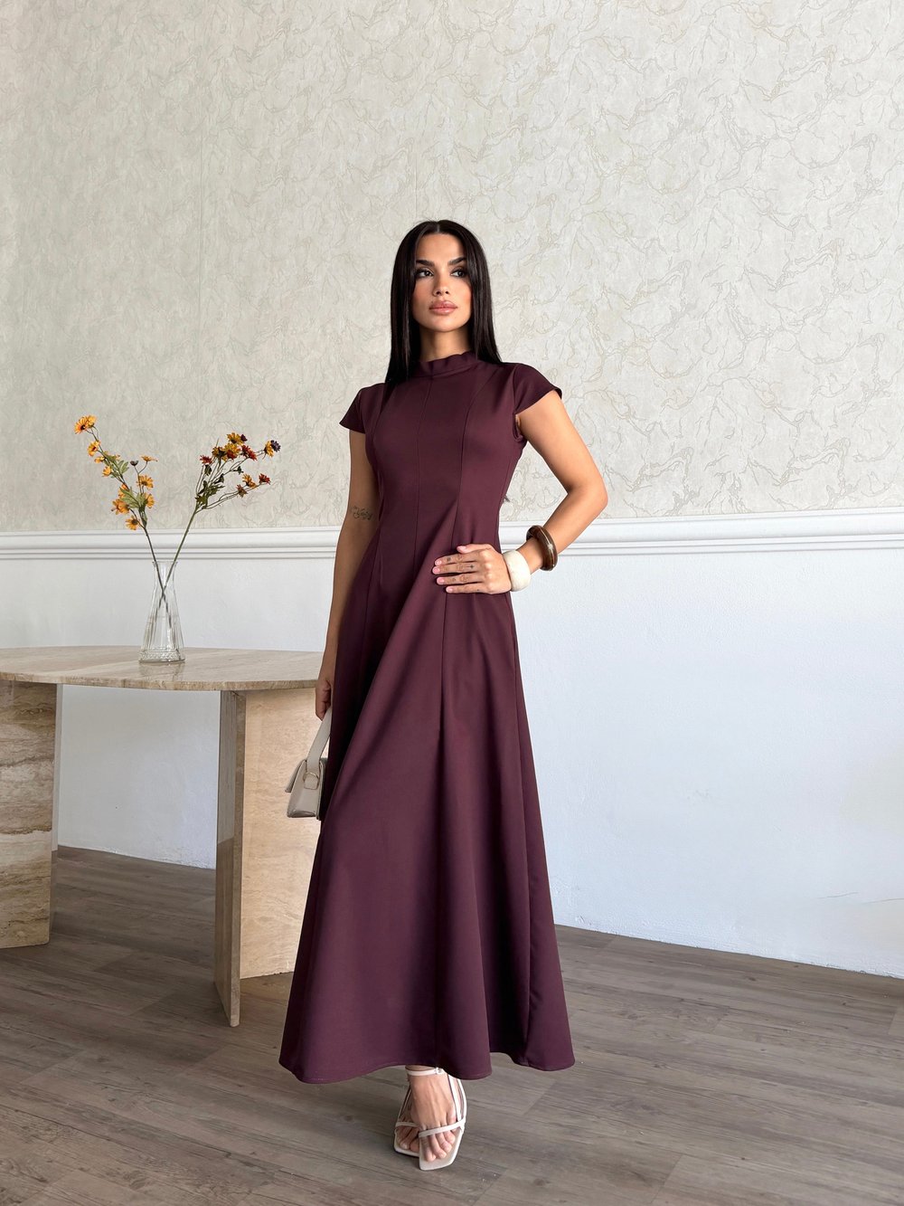 26K5278 AY KOLLU KUPLU ELBİSE