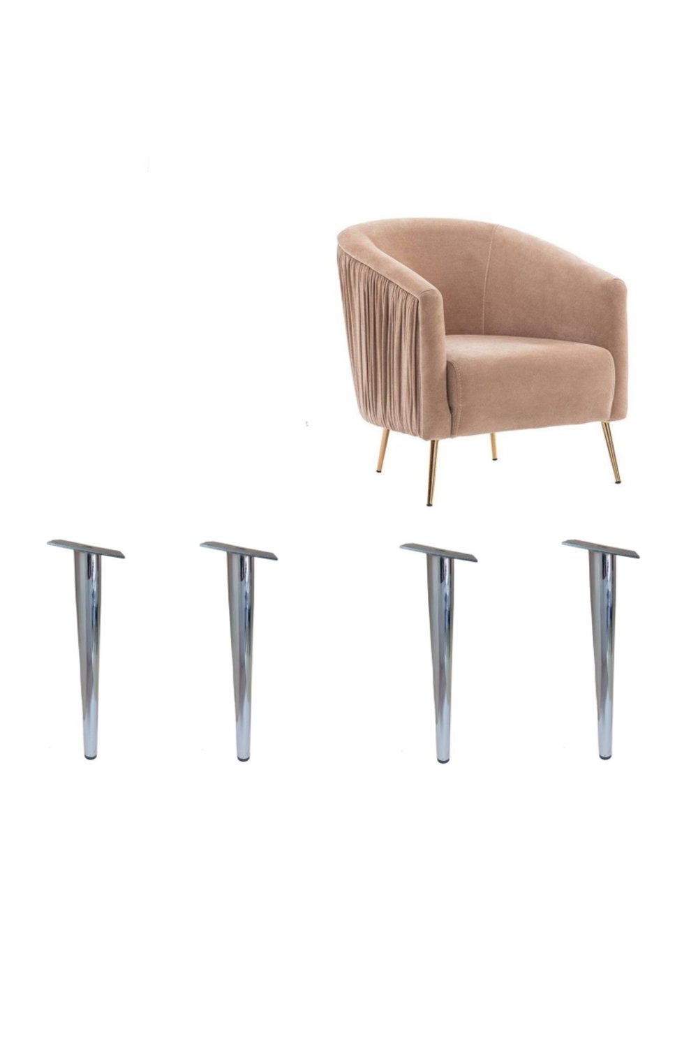 Metal Mobilya Ayağı Konik  Model 18 Cm Krom 4 Adet