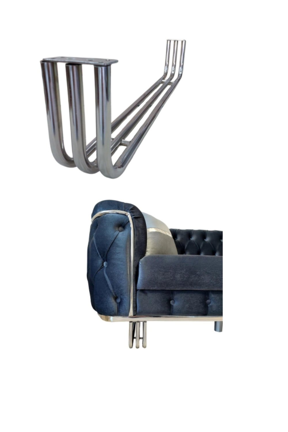 Metal Mobilya Ayağı Üç Boru Model 85*15 Cm Krom 2 Adet