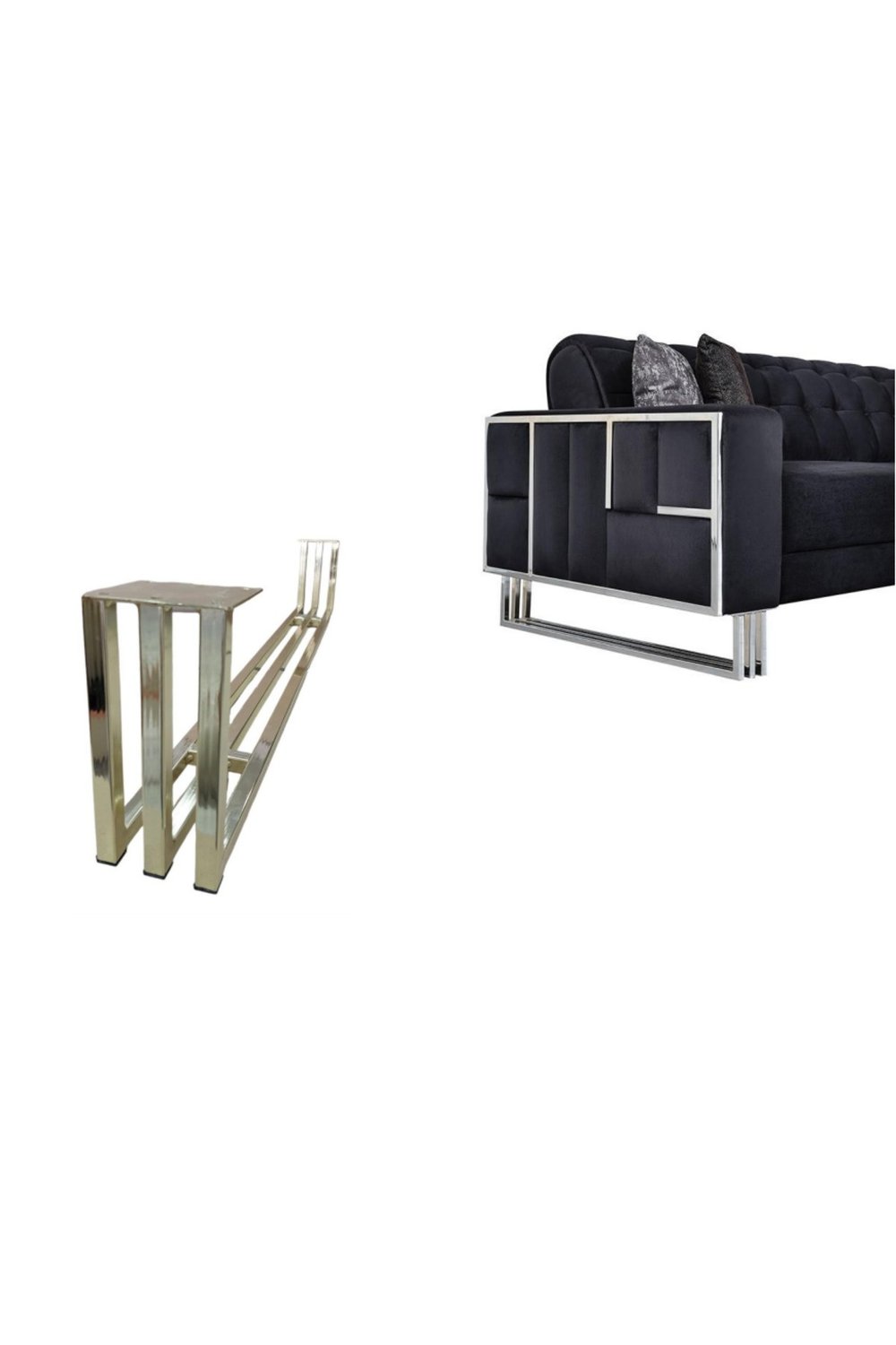 Metal Mobilya Ayağı Üç Profilli Model 90*15 Cm Altın 2 Adet