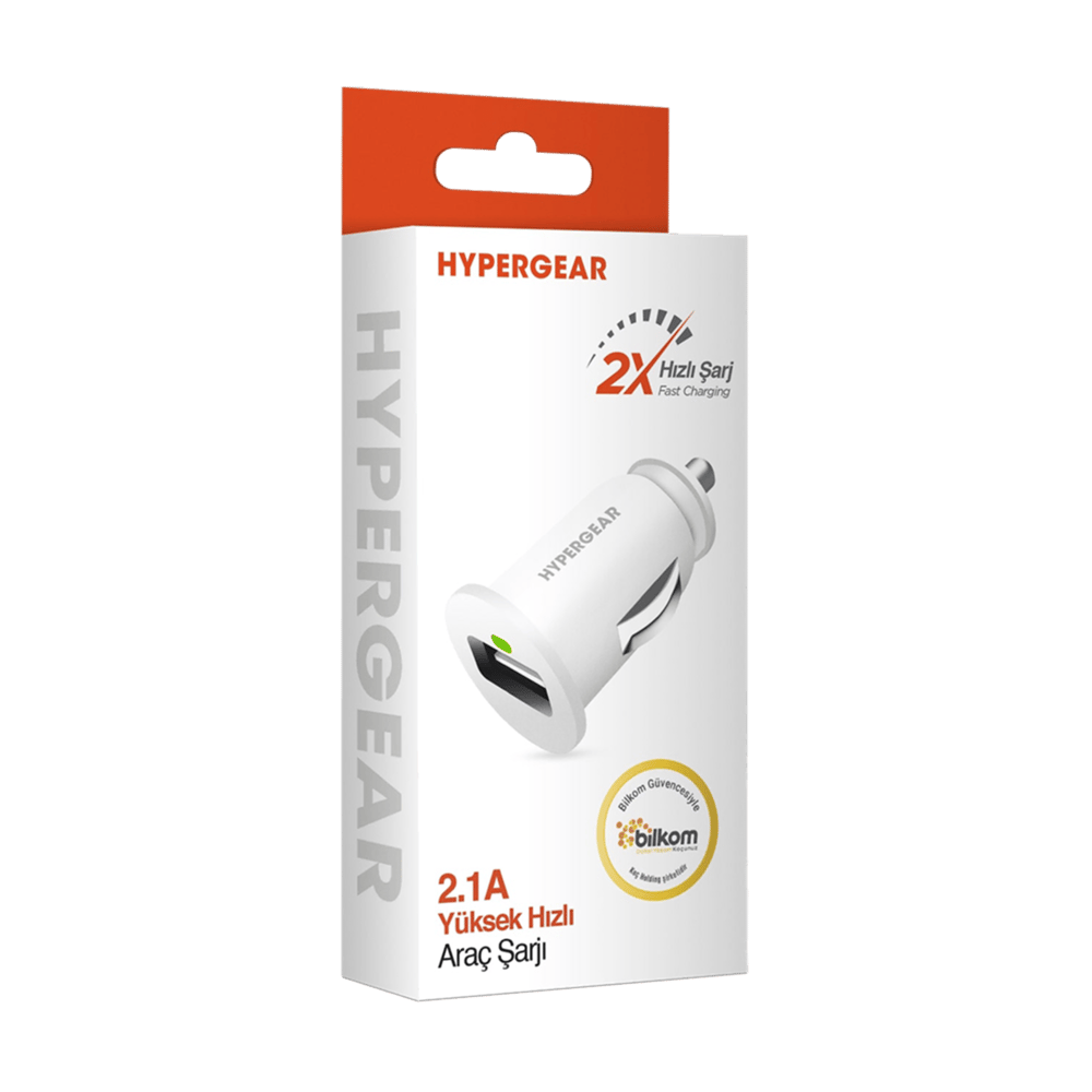 HyperGear Araç Şarjı Tekli 2.1A - Beyaz Cep Telefonu Aksesuarları