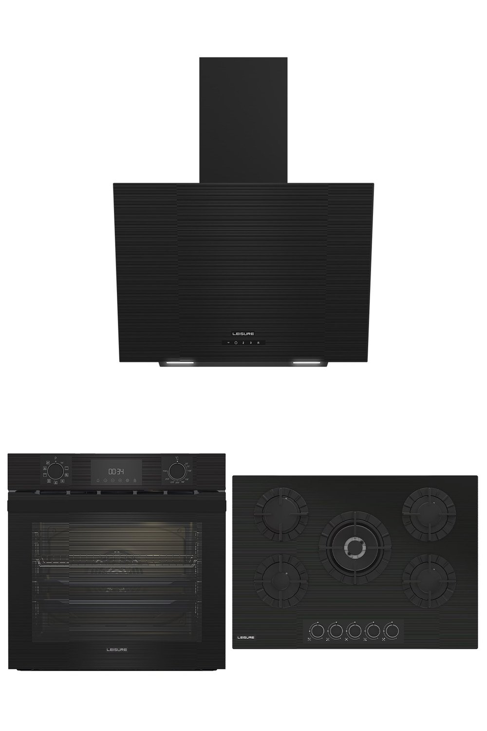 Leisure 75 cm Ocaklı Siyah 3'lü Ankastre Set (PFL 9944 S + POLC 760 WS + PDLY 606-S)