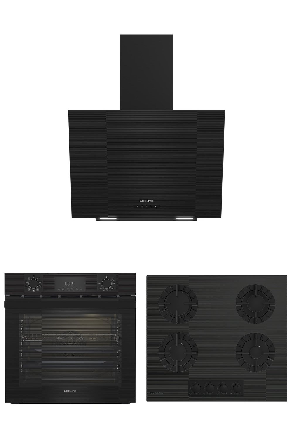 Leisure Siyah Cam 3'lü Ankastre Set (PFL 9944 S + POLC 610 S + PDLY 606-S)