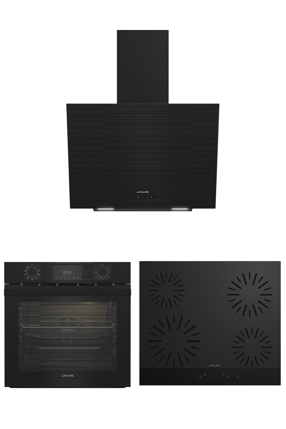 Leisure Siyah Vitroseramik 3'lü Ankastre Set (PFL 9944 S + POL 605 VS + PDLY 606-S)