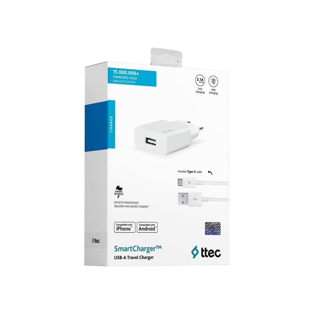 Ttec 2SCS20CB SmartCharger 2A+Type-C Kab Cep Telefonu Aksesuarları