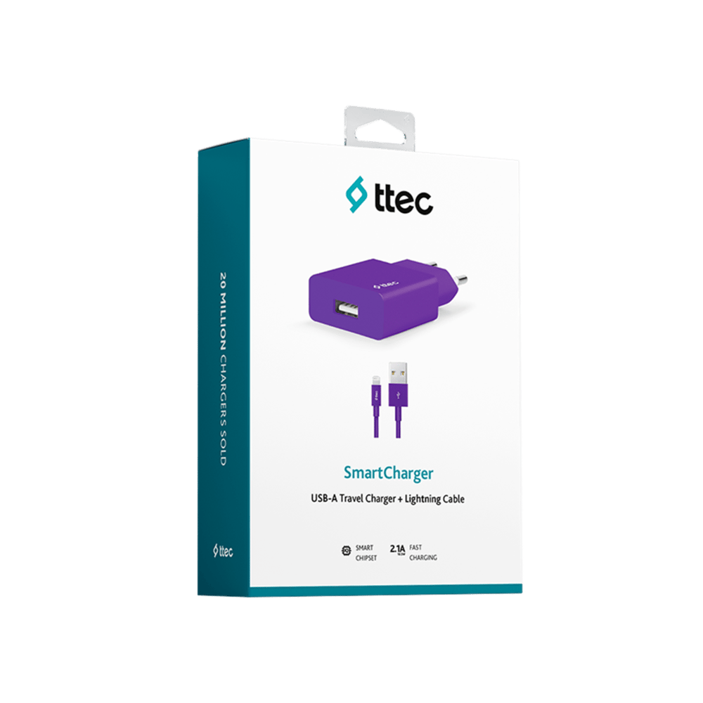 Ttec SmartCharger Adaptör+Lightng Mor Şarj Cihazları