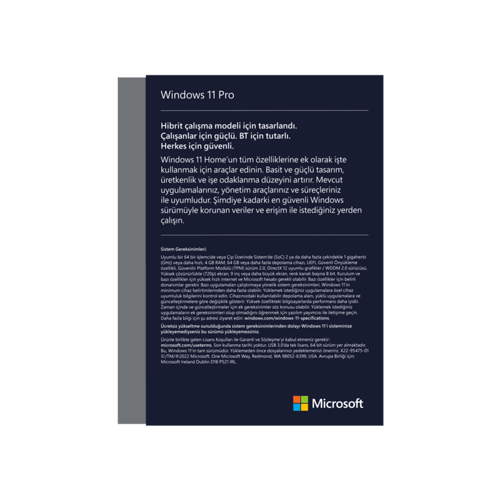Windows 11 Pro OEM 64Bit Türkçe Bilgisayar Çevre Birimleri