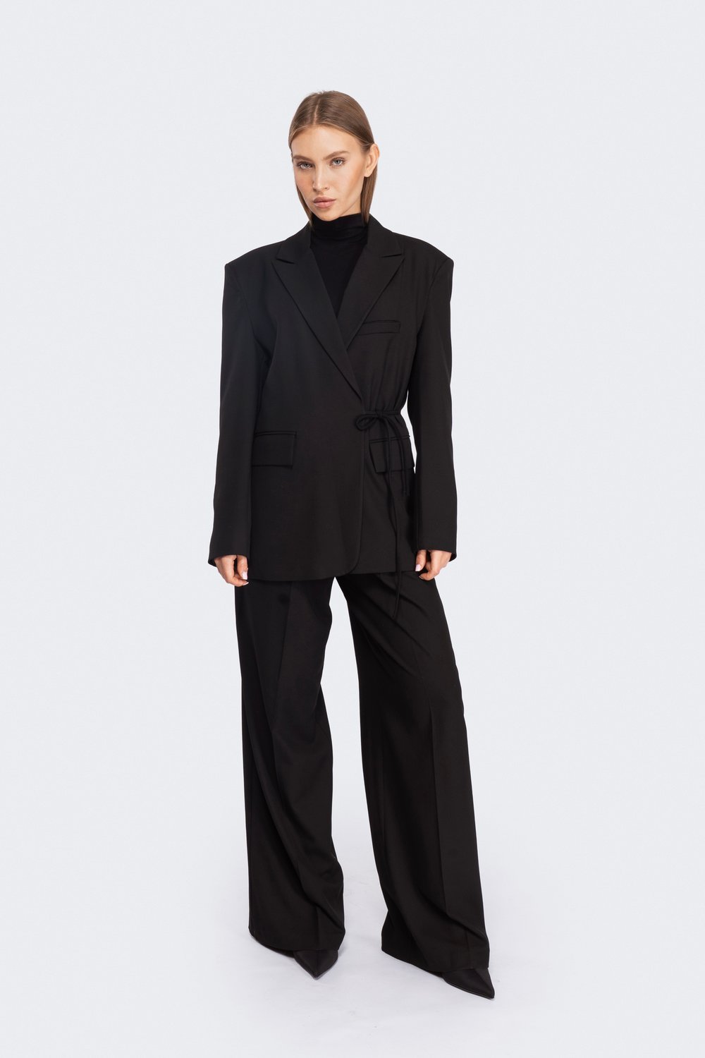 Yandan Bağlamalı Vatkalı Premium Blazer 