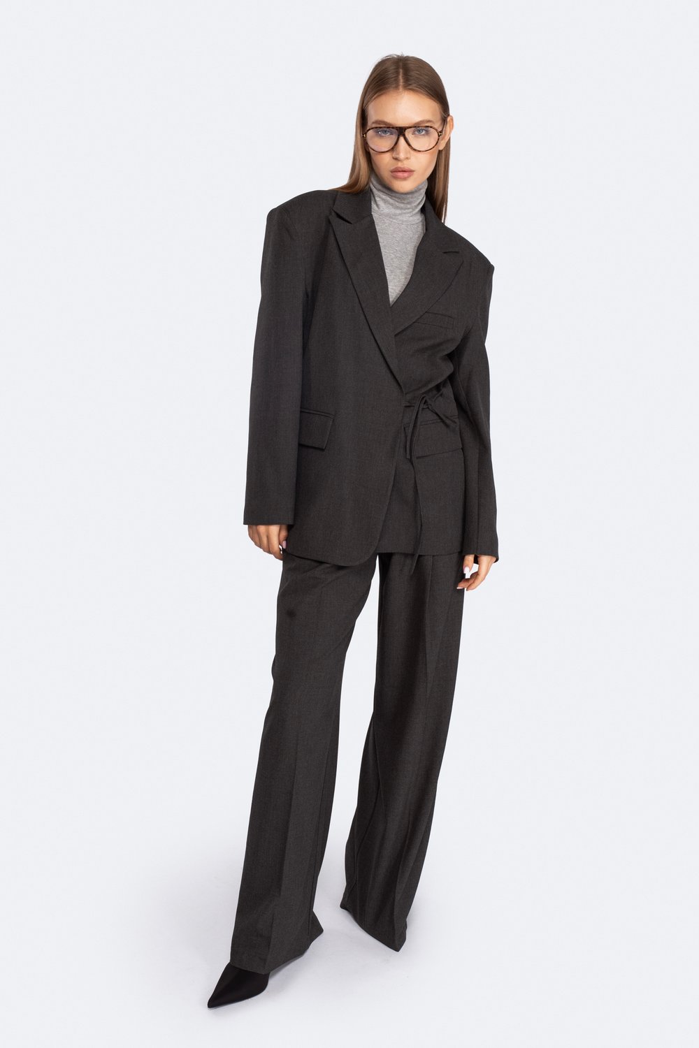 Yandan Bağlamalı Vatkalı Premium Blazer 
