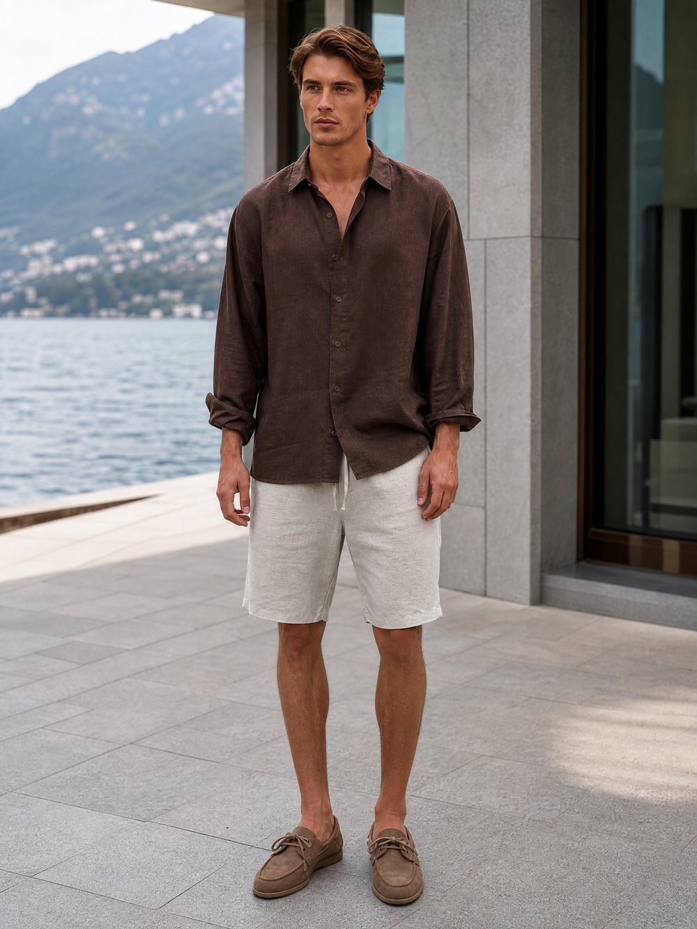 Pure Linen %100 Keten Beige Yazlık Şort