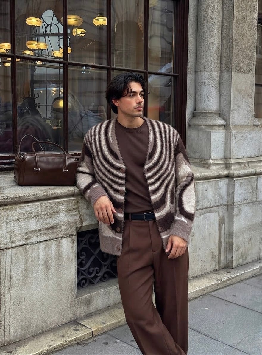 Choco Wave Fluffy Cardigan