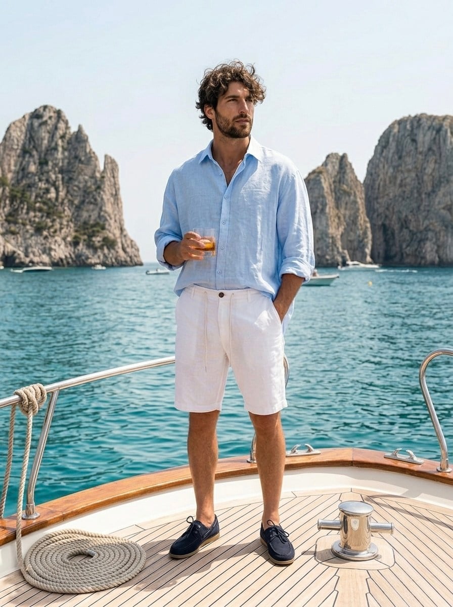 Pure Linen %100 Keten Beyaz Yazlık Şort