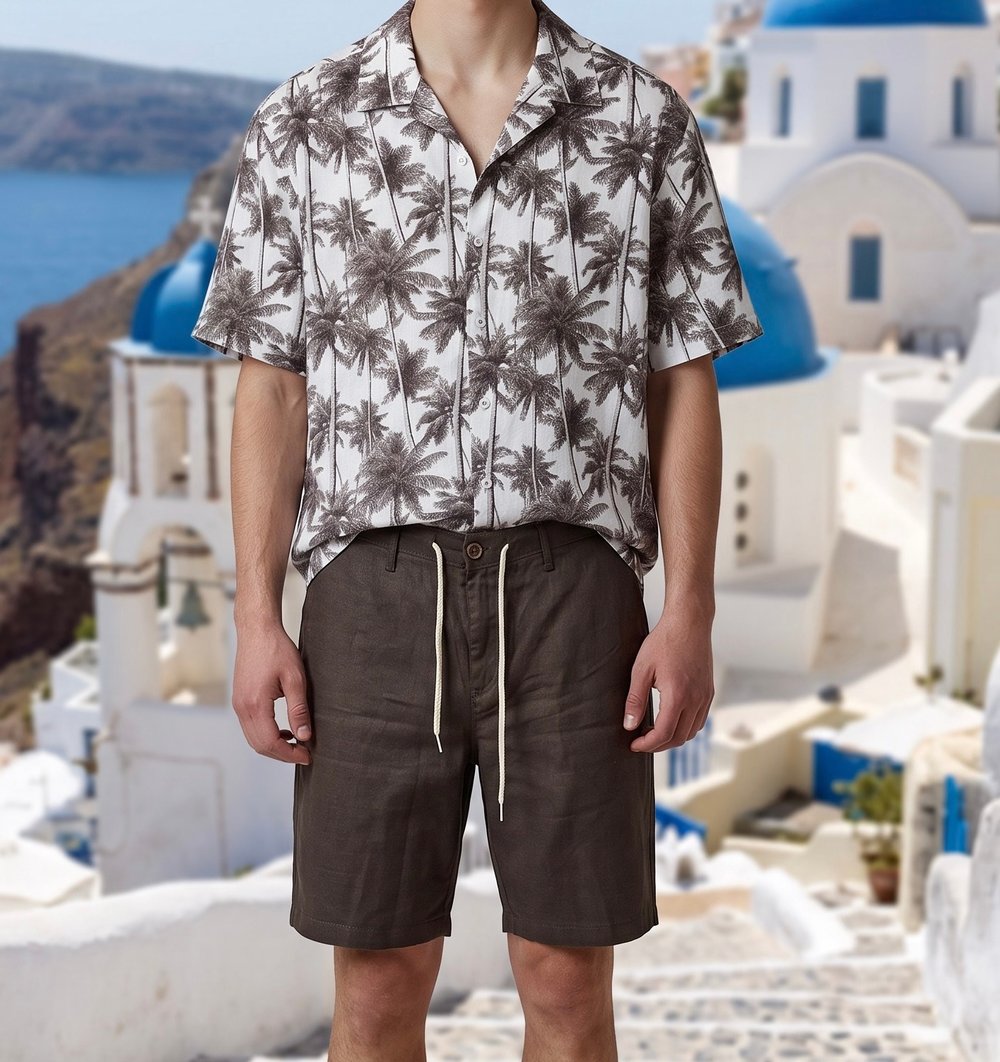 Pure Linen %100 Keten Kahve Yazlık Şort