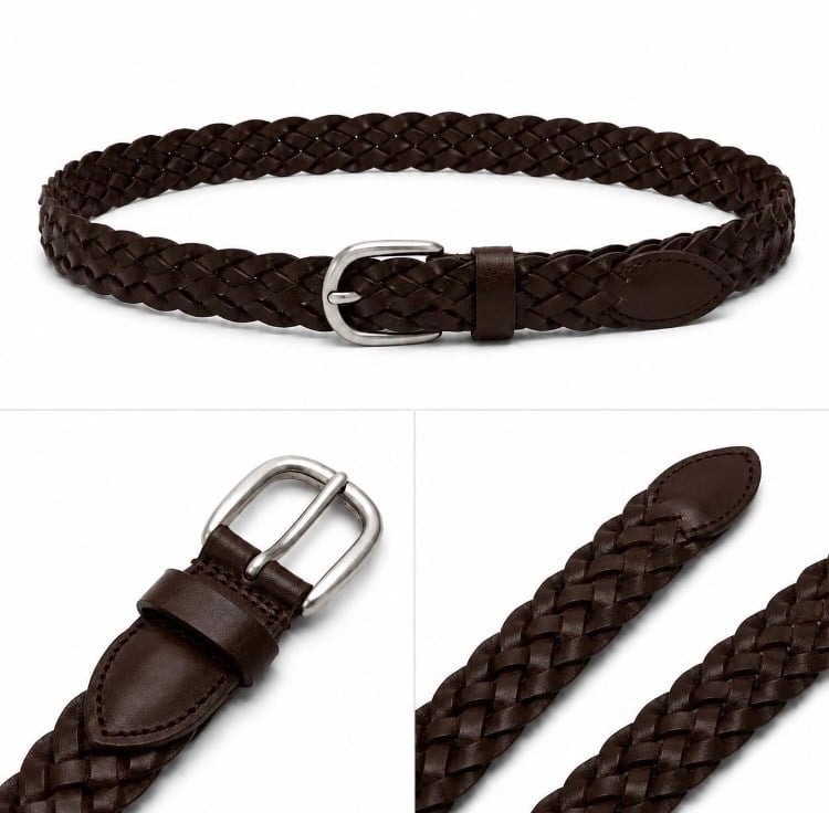 Classic Weave Detaylı Örgü Kahve Kemer
