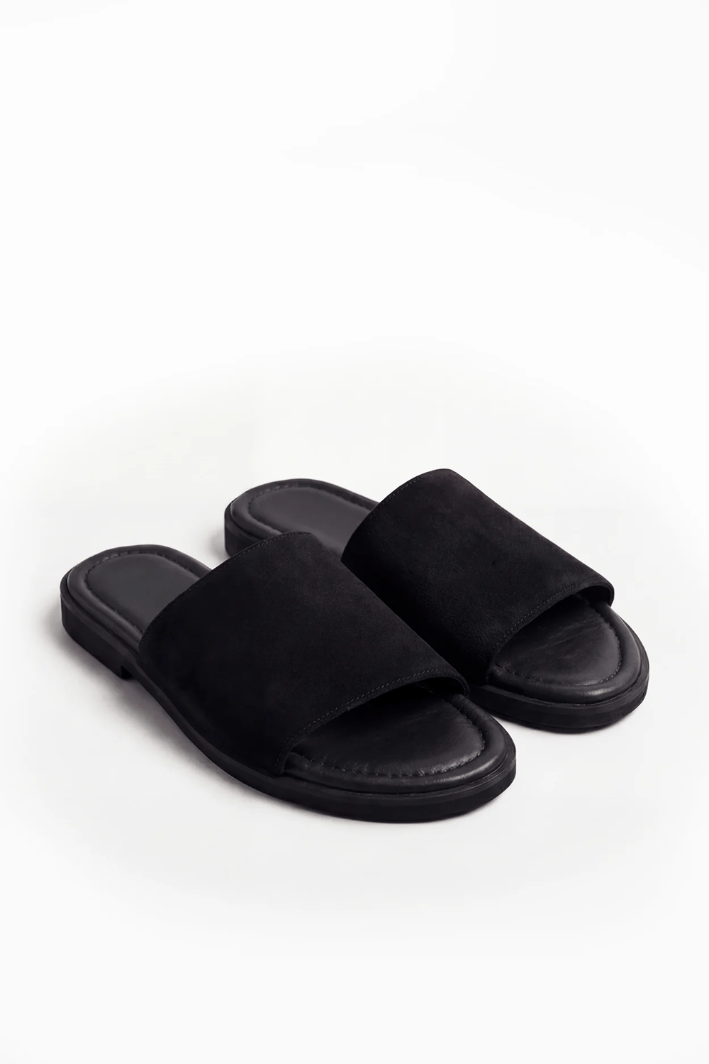 Süet Bantlı Minimal Terlik Siyah