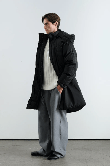 Kapüşonlu Oversize Uzun Şişme Mont