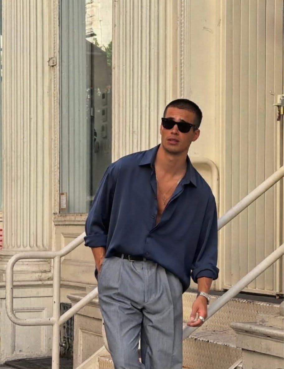 Modal Dokulu Lacivert Overshirt Gömlek