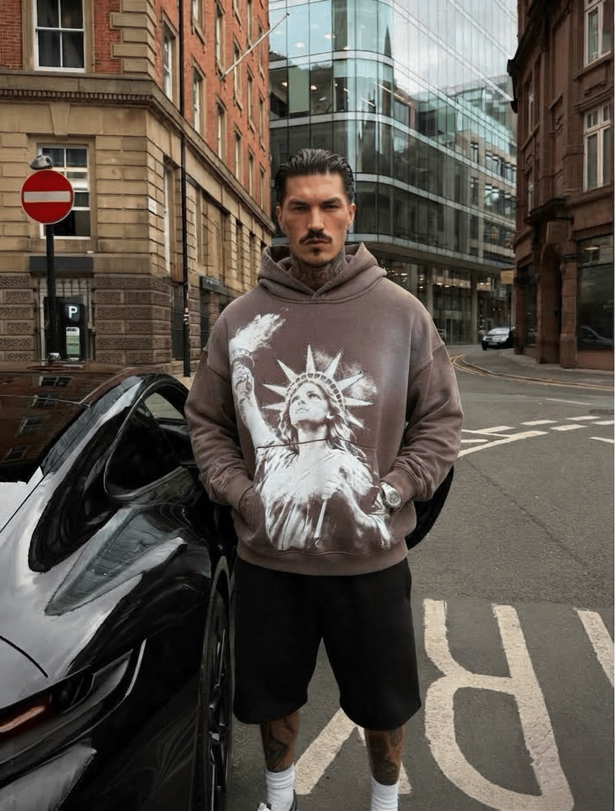 Özgürlük Heykeli Temalı Kapüşonlu Sweatshirt