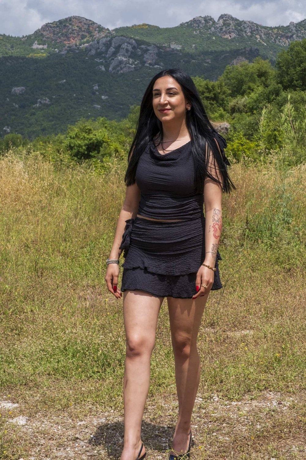 Etekli İkili Siyah Takım