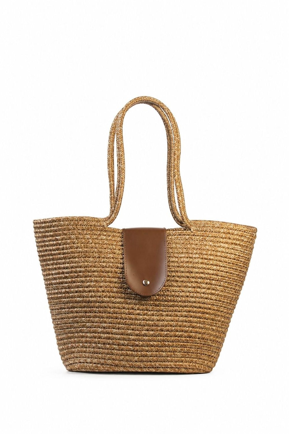 Penzi Kapaklı Handmade Hasır Tote Çanta Vizon