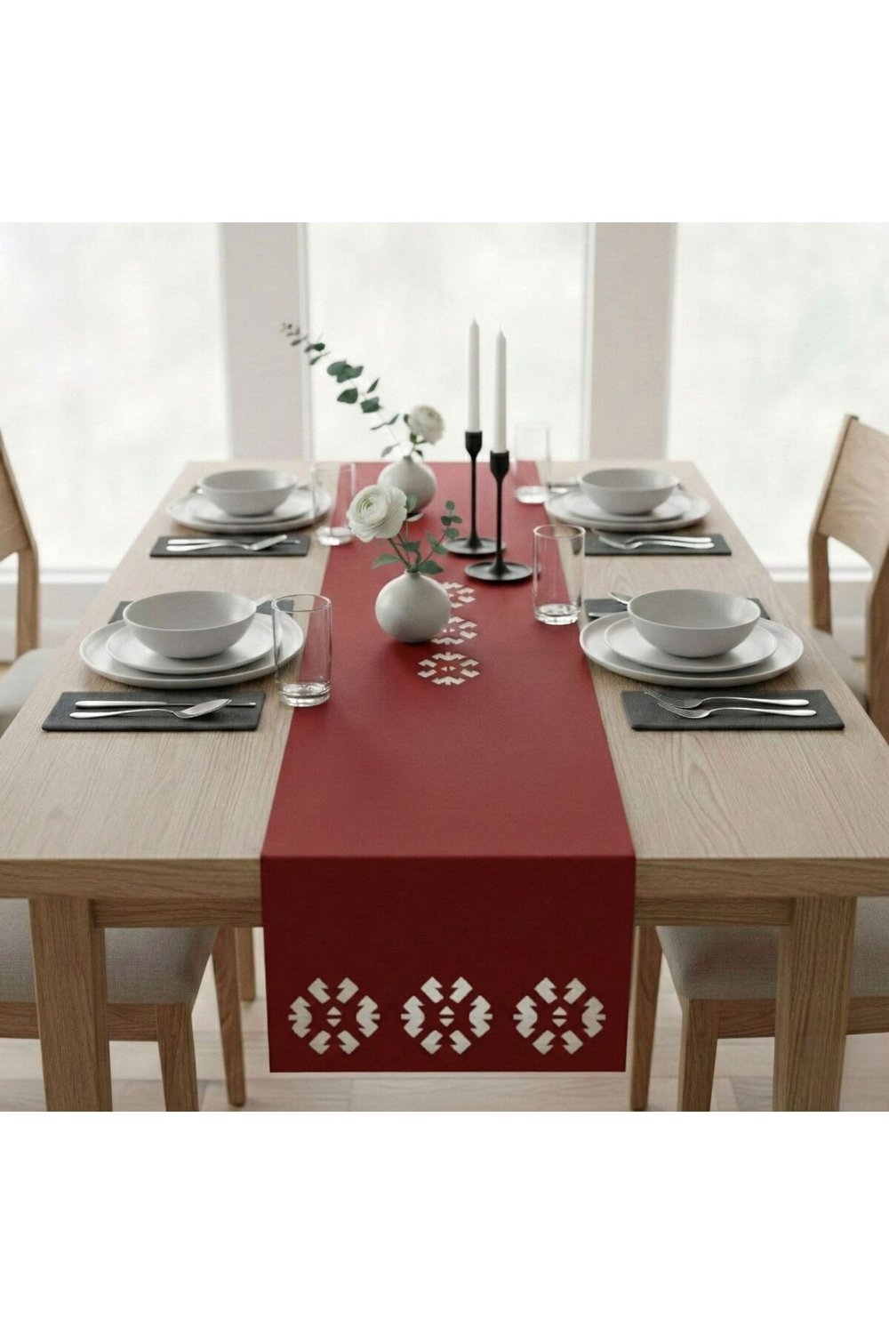 1 Adet Deri Runner-40x140 cm-Kilim Desenli Runner