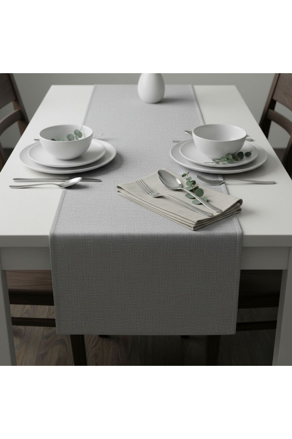 1 Adet Kumaş Gri Runner,Yıkanabilir Masa Runner 40x140