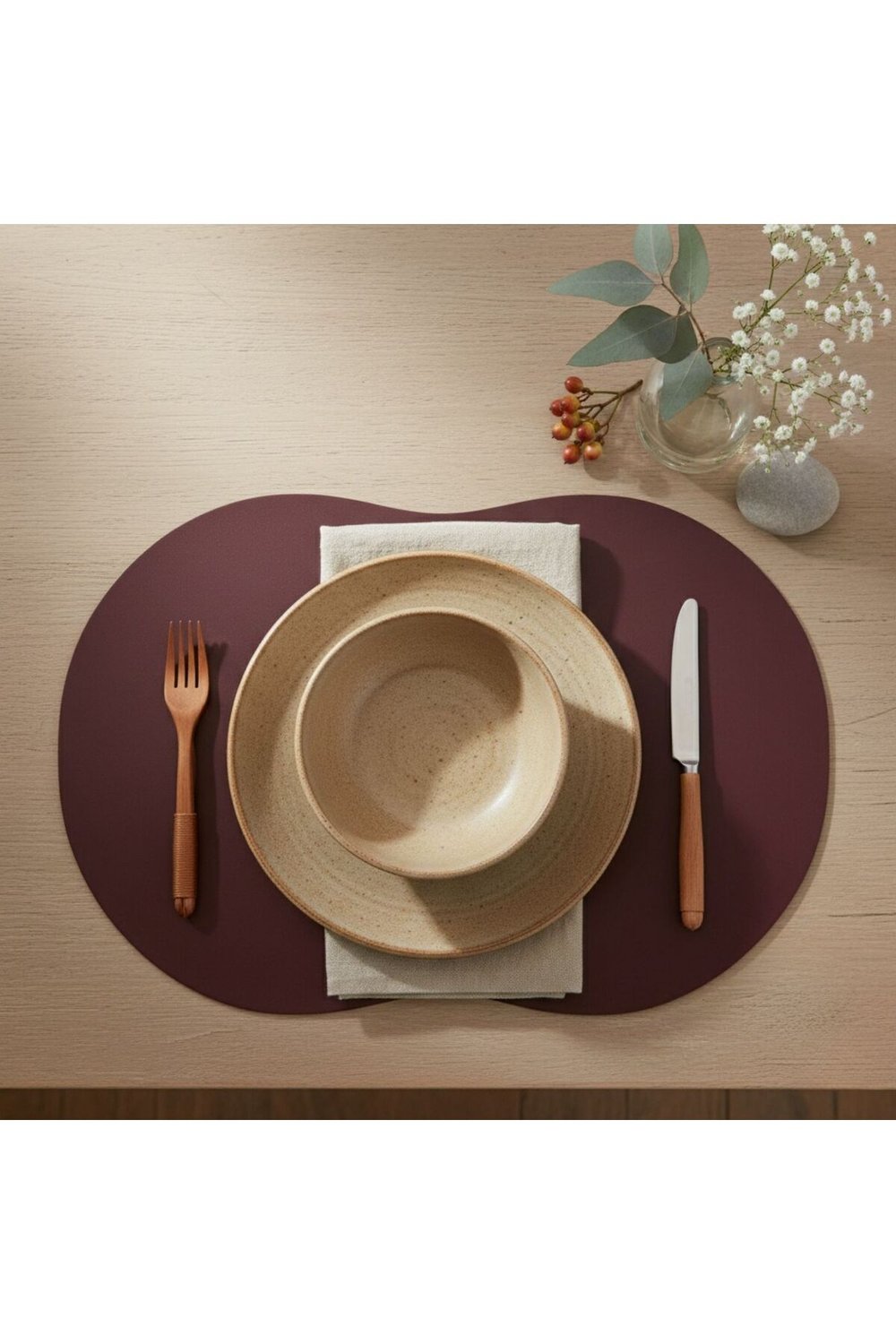 2 Adet Deri Amerikan Servis- Simetrik Oval Supla