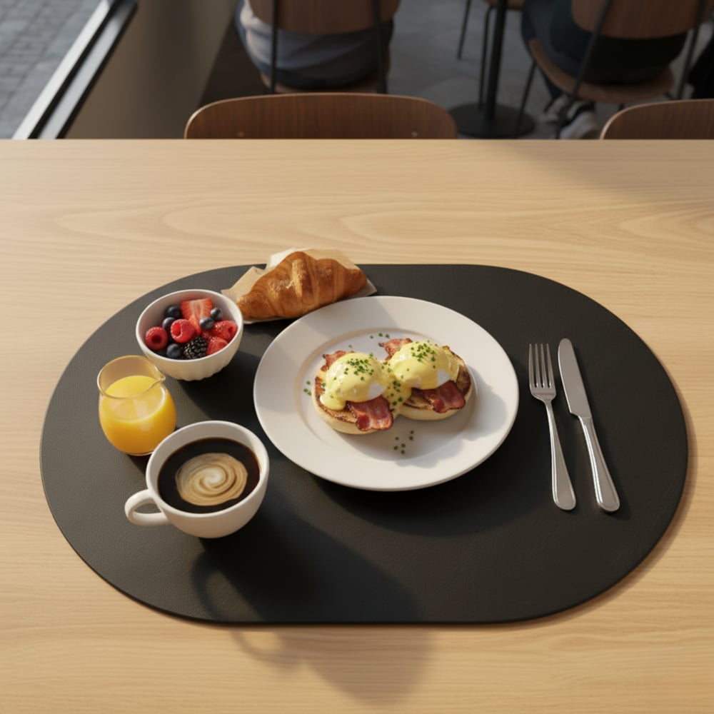 Toptan Siyah Deri Amerikan Servis 33x44 cm – Tam Oval