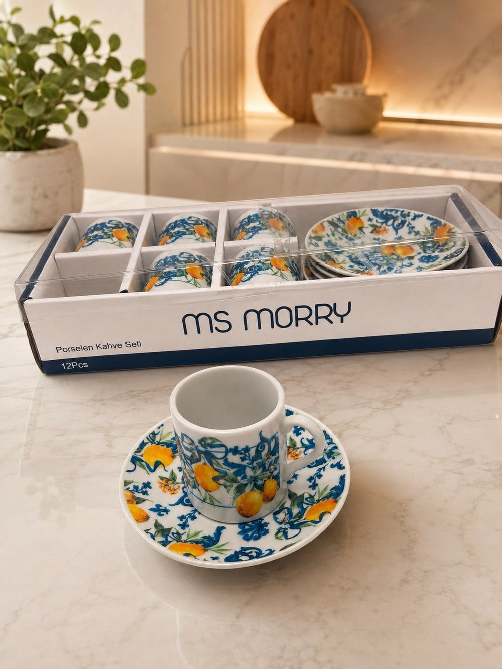Ms Morry Summer Serisi 6 Kişilik 12 Parça Porselen Fincan Takımı