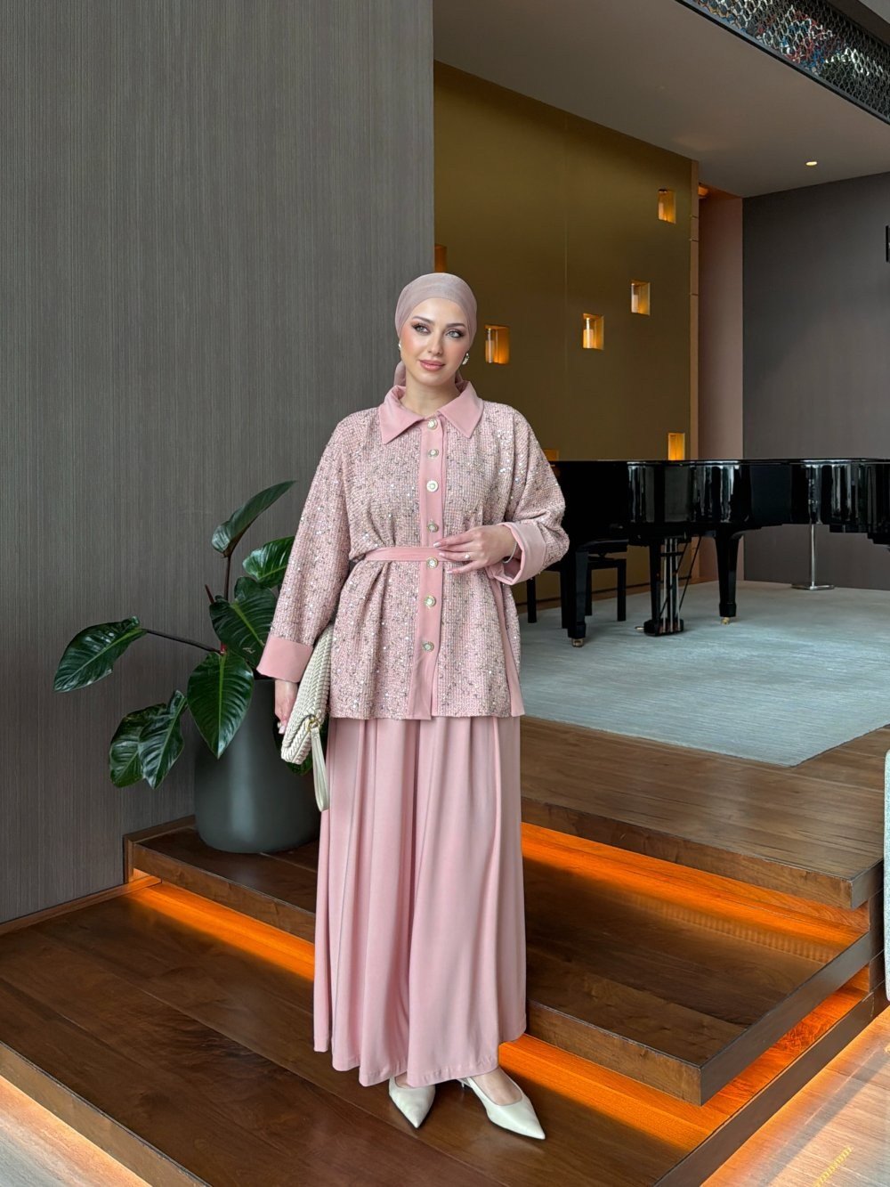 Seda Pantolon Takım Pembe