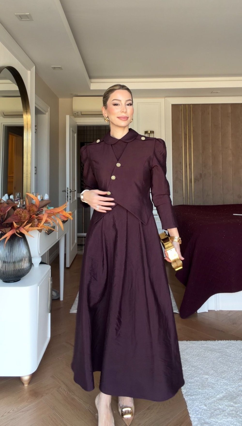 Pelin Elbise Takım Mürdüm