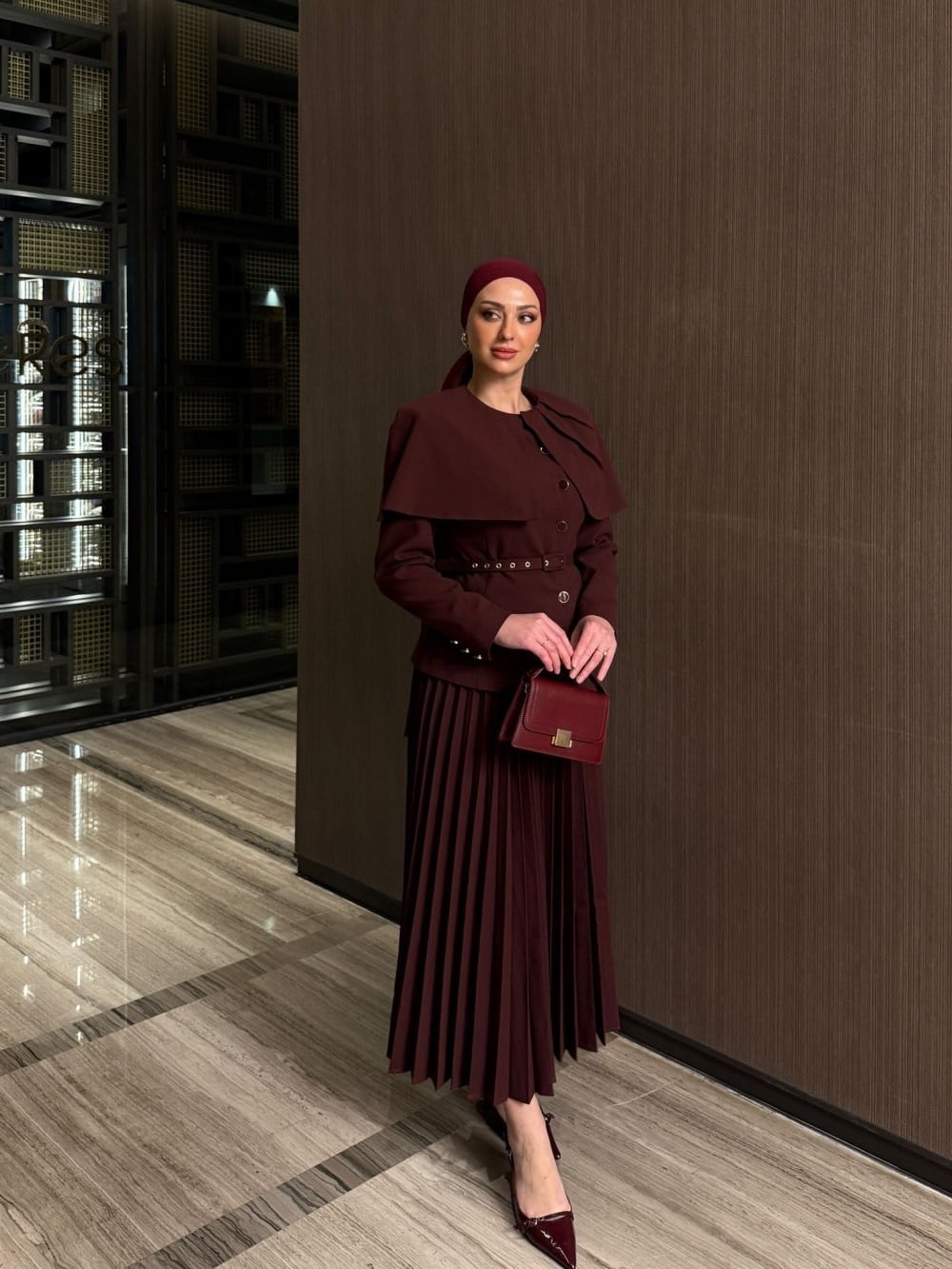 Ayza Etekli Takım Bordo