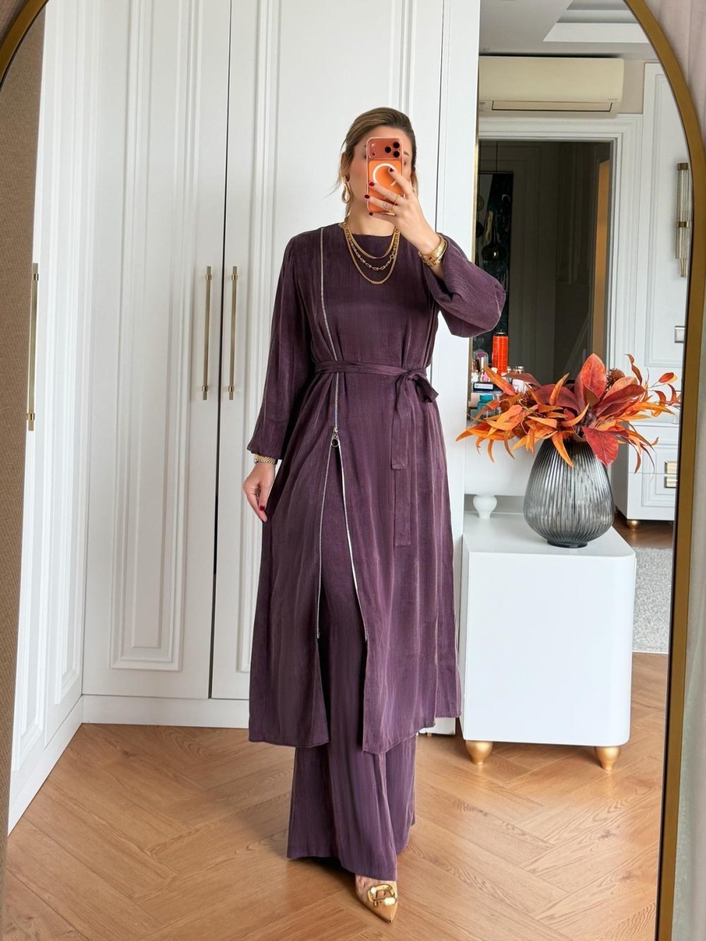 Ayşin Pantolonlu Takım Mürdüm