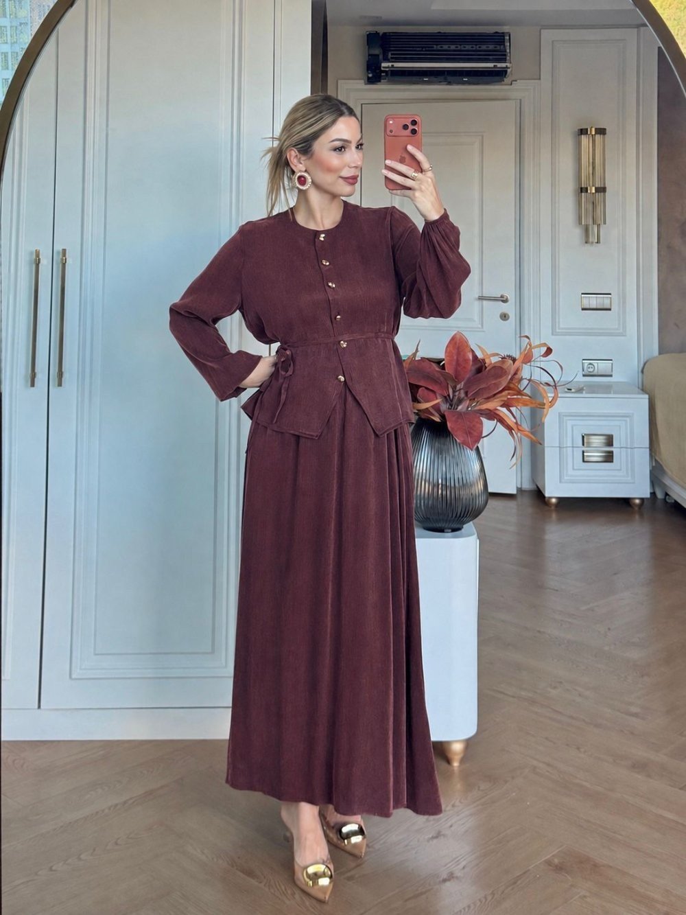 Akasya Etekli Takım Bordo