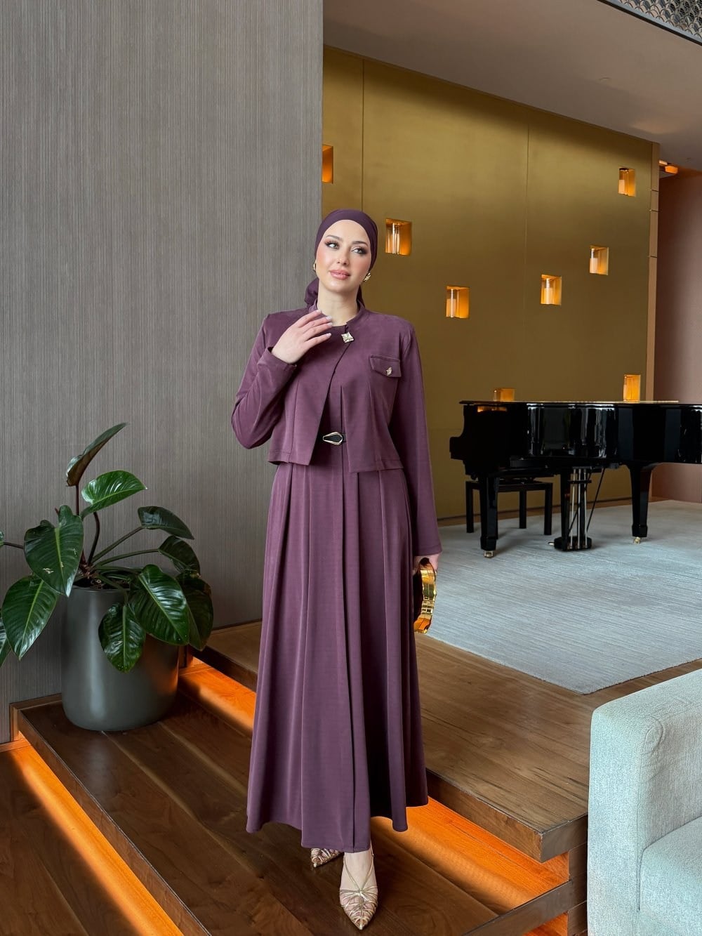 Gülsüm Elbise Takım Mürdüm