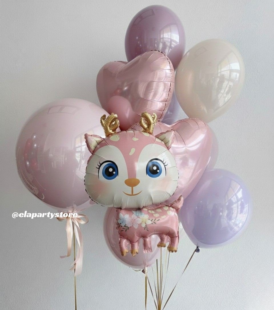  NEŞELİ PEMBE GEYİK FOLYO BALON KONSEPT