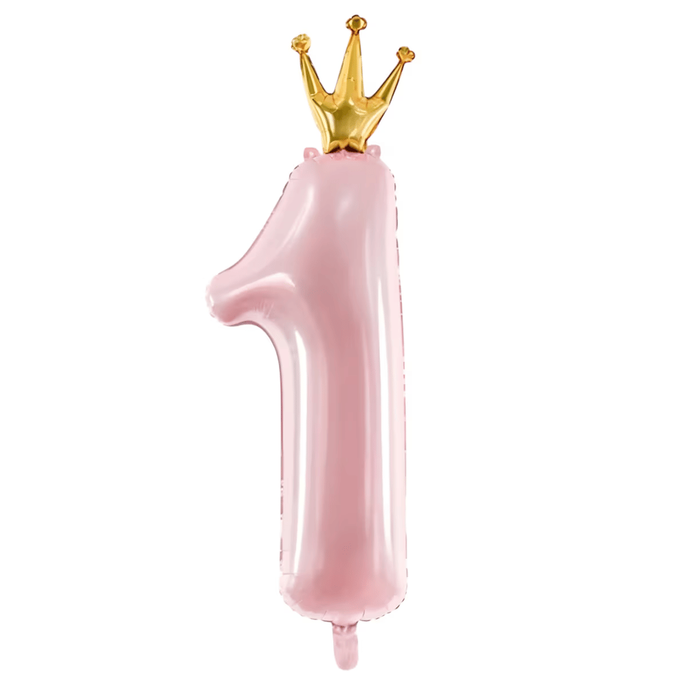 1 Yaş Taçlı Pembe Rakam