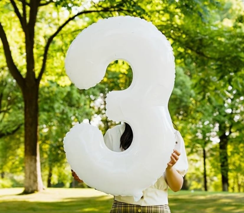 3 Beyaz Rakam Folyo Balon