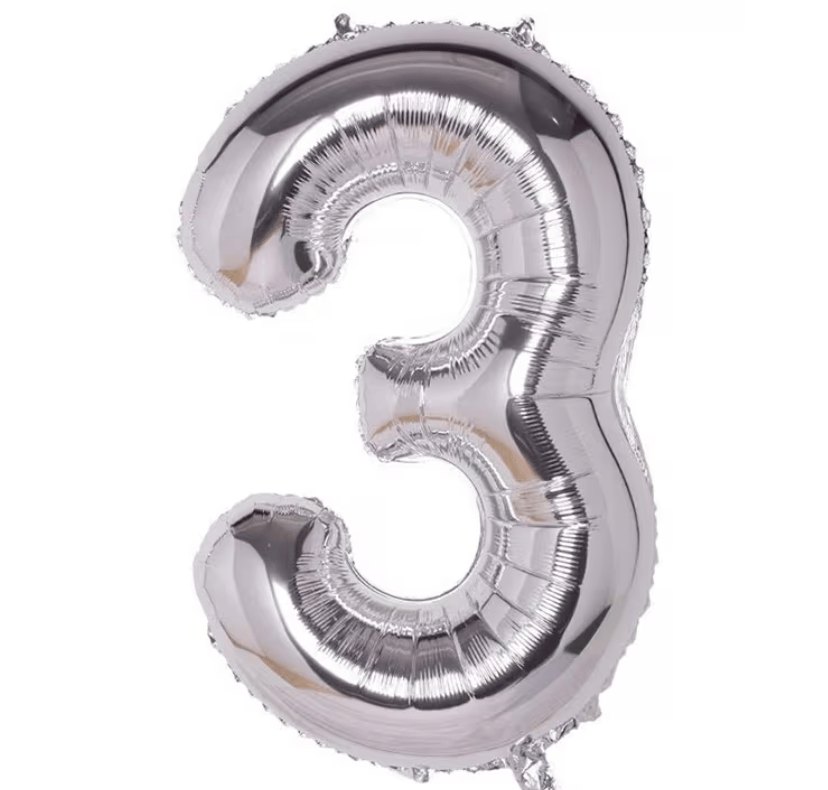3 Gümüş Rakam Folyo Balon