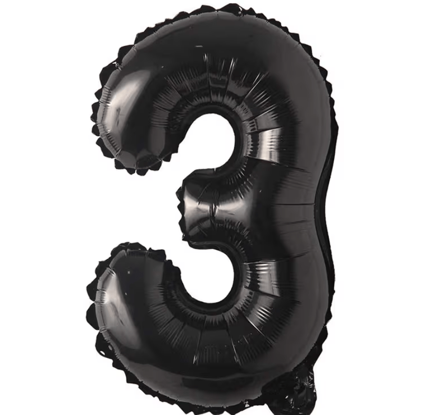 3 Siyah Rakam Folyo Balon