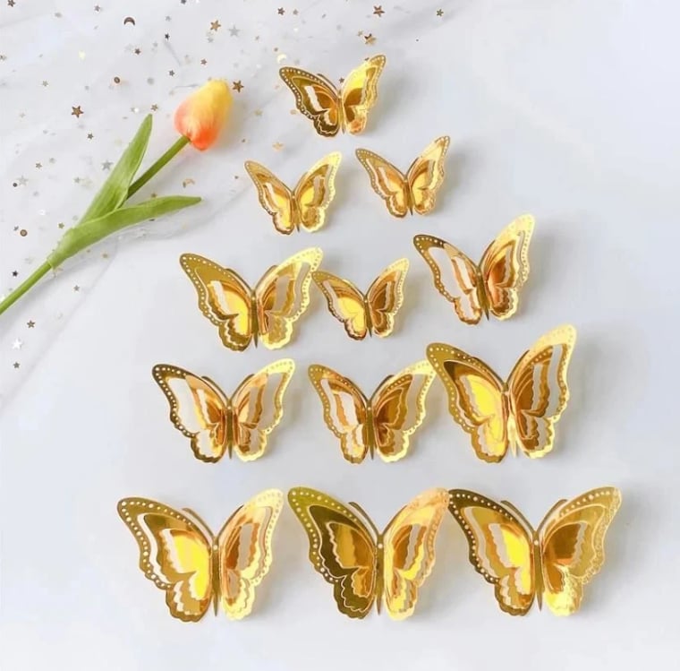 3d Gold Kelebek Süs (10ADET)