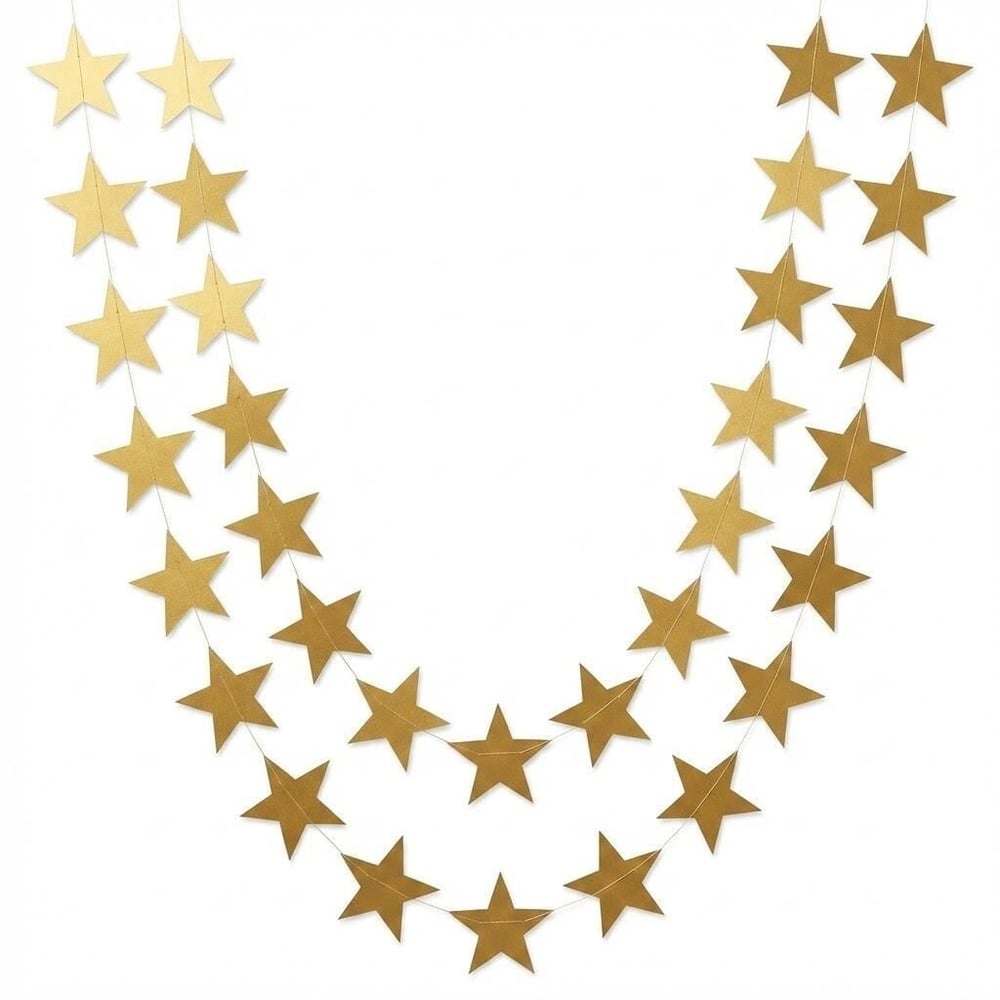 3D Gold Yıldız Sarkıt Süs 4 Metre