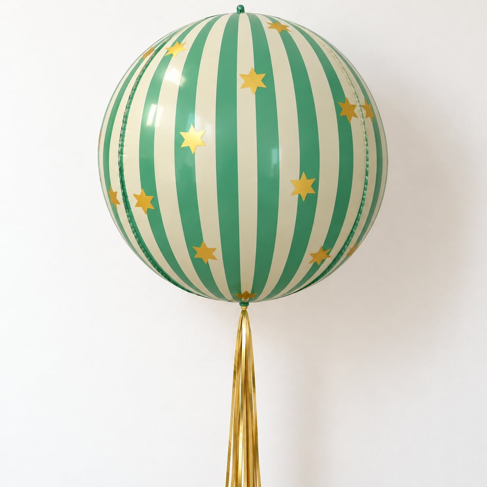 4d Yıldızlı Soft Yeşil Küre Balon