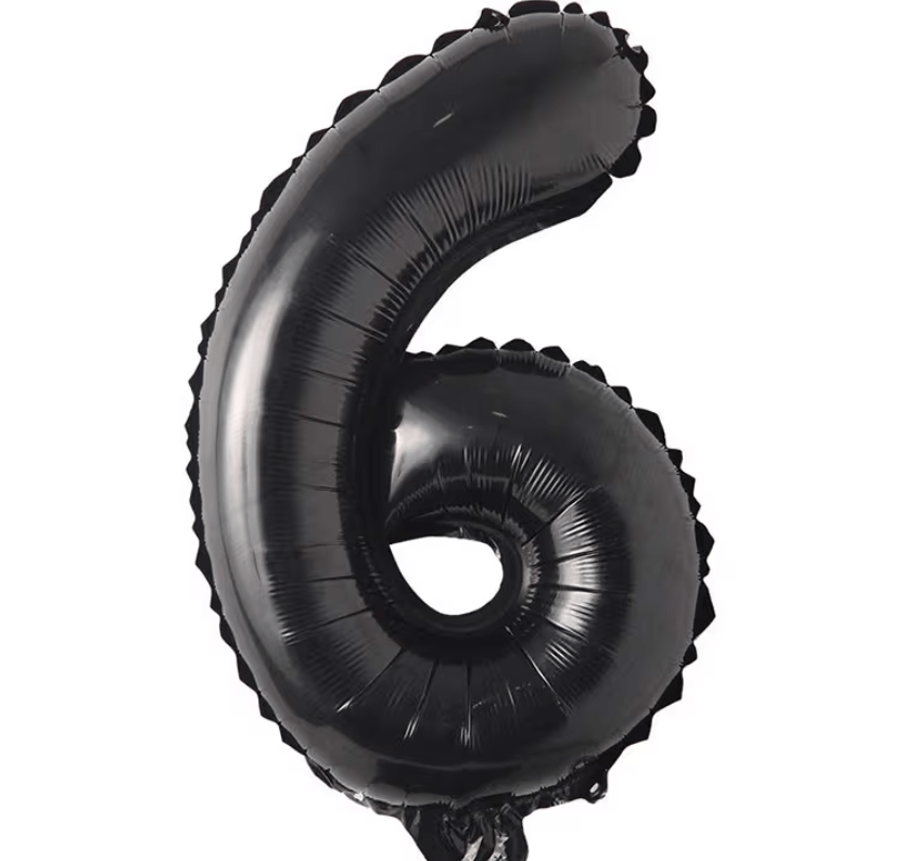 6 Siyah Rakam Folyo Balon