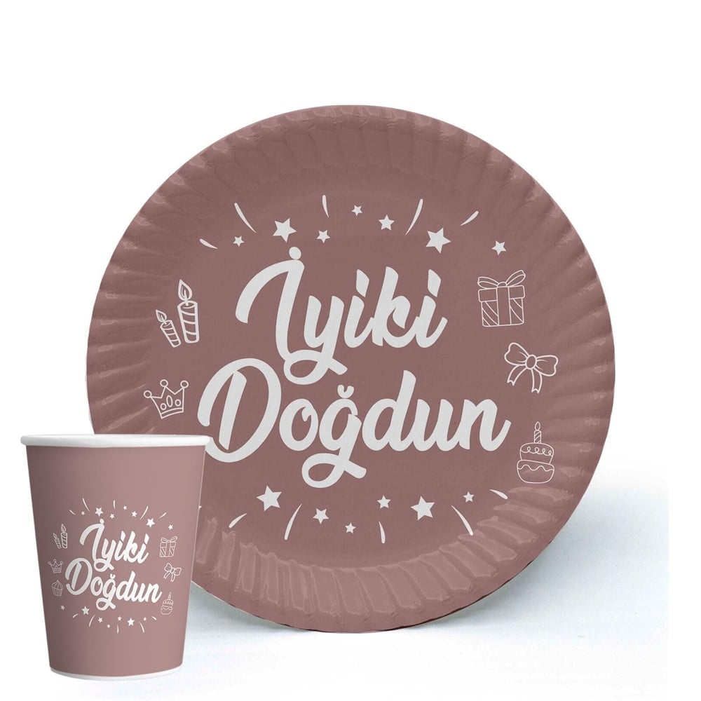 8'Lİ İYİ Kİ DOĞDUN TABAK BARDAK