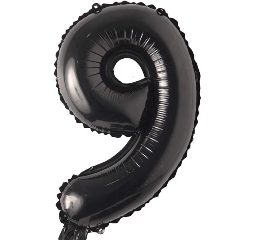 9 Siyah Rakam Folyo Balon