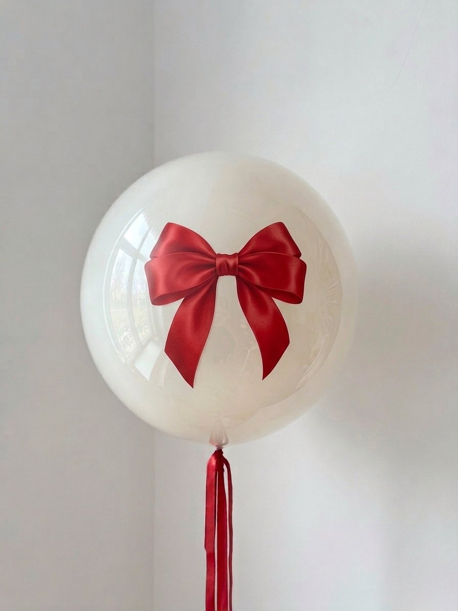 BALON ÜZERİNE KIRMIZI FİYONK TEMALI BASKI