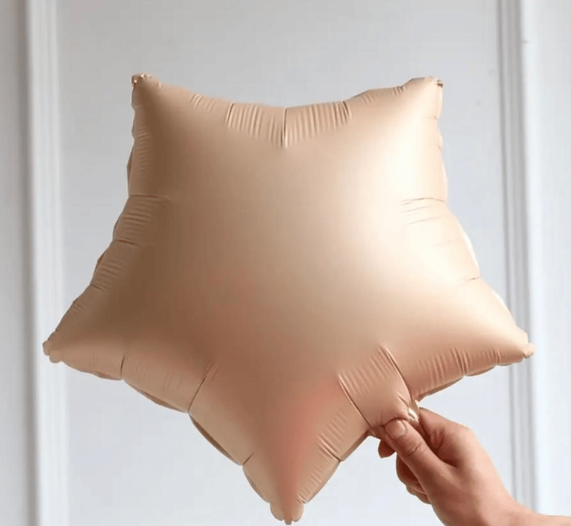 Bej Saten Yıldız Folyo Balon
