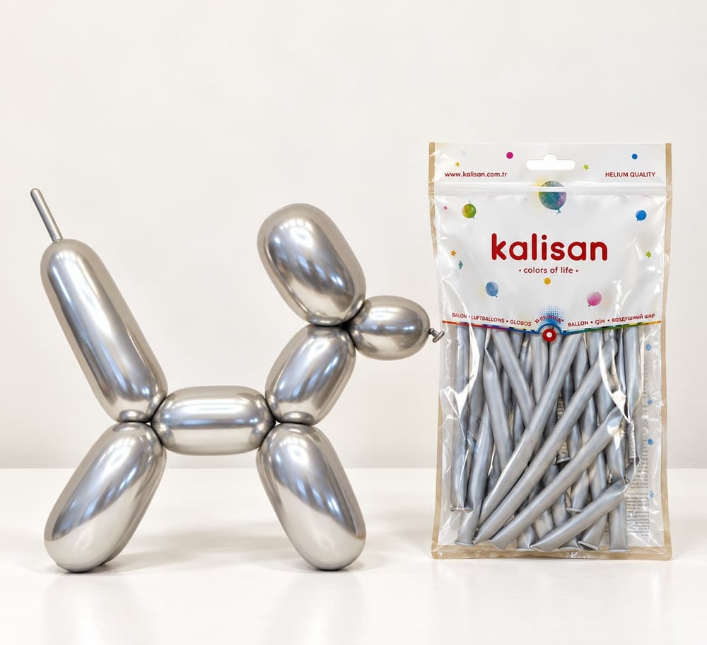 Gümüş Krom Sosis Balon (5 Adet)