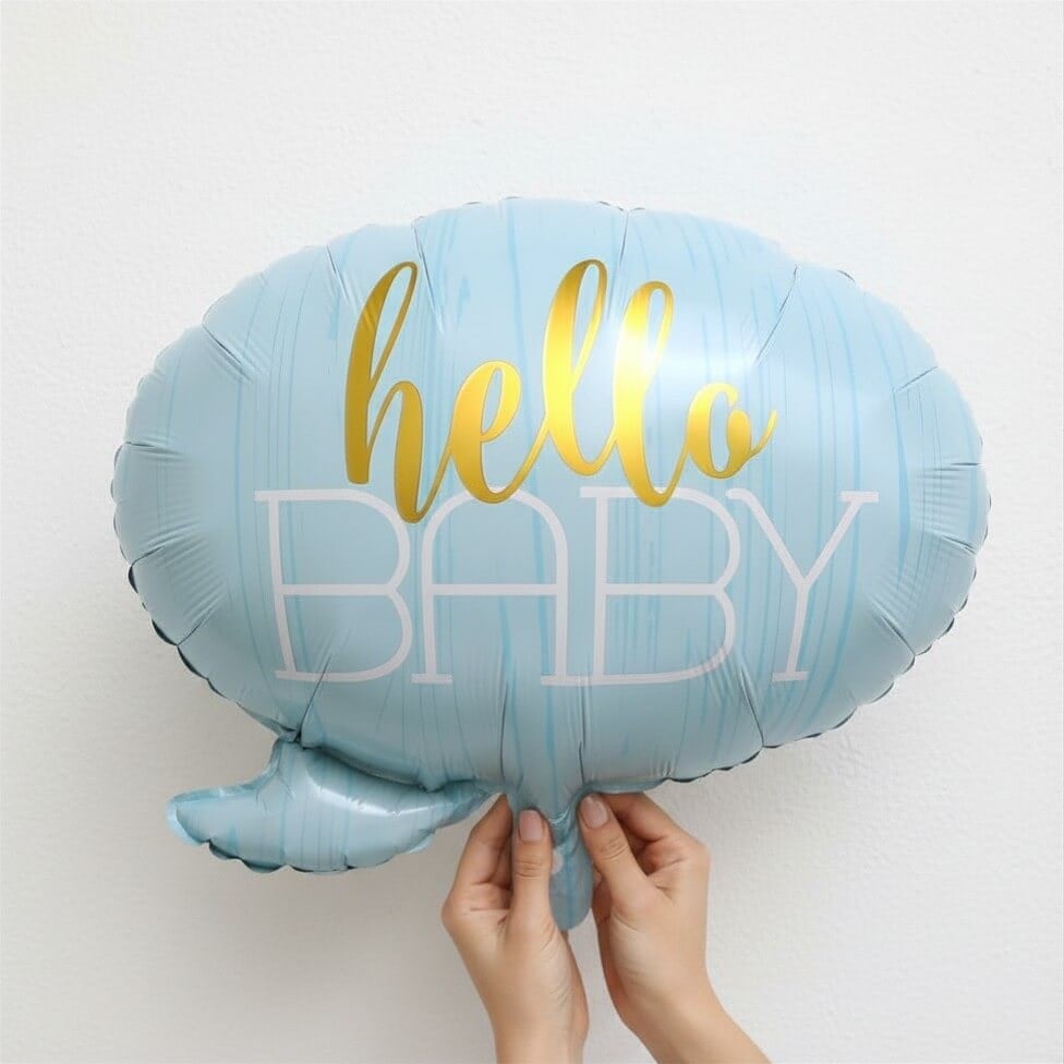 Hello Baby Yazılı Mavi Folyo Balon